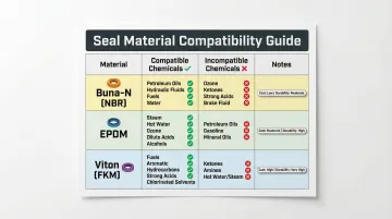 Spray pump seal material chemical compatibility comparison Buna-N EPDM Viton infographic