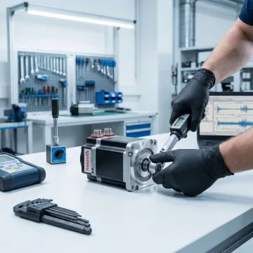 Rexroth servo motor undergoing precision rebuild and testing