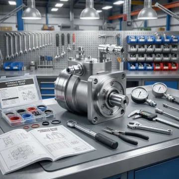 Rebuilt hydraulic motor ready for installation after professional repair service