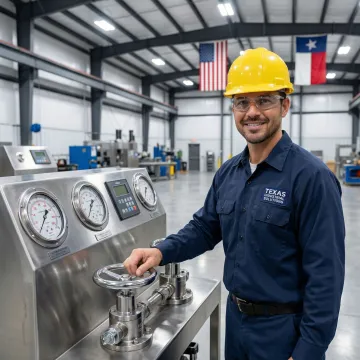 Industrial hydrostatic test pump equipment in Texas facility