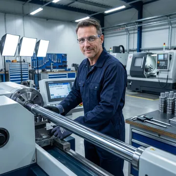 Precision hydraulic cylinder rod remanufacturing process in specialized industrial facility