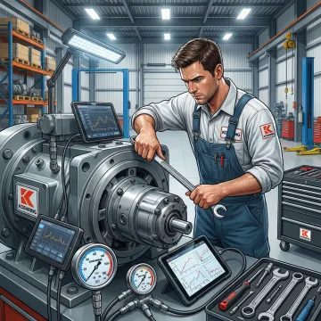 Emergency hydraulic motor repair technician working on industrial equipment