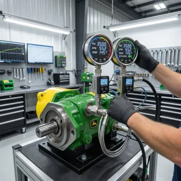 Precision testing of rebuilt hydrostatic pump components