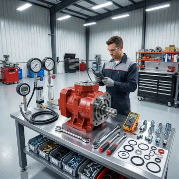 Technician repairing hydrostatic motor in Nashville workshop