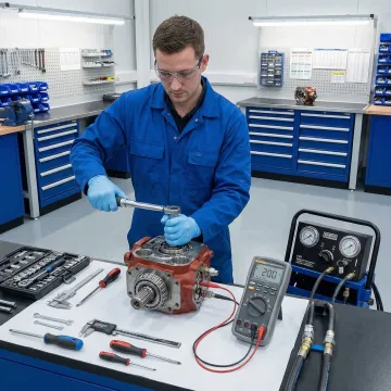 Professional technician remanufacturing a heavy equipment motor in modern repair facility