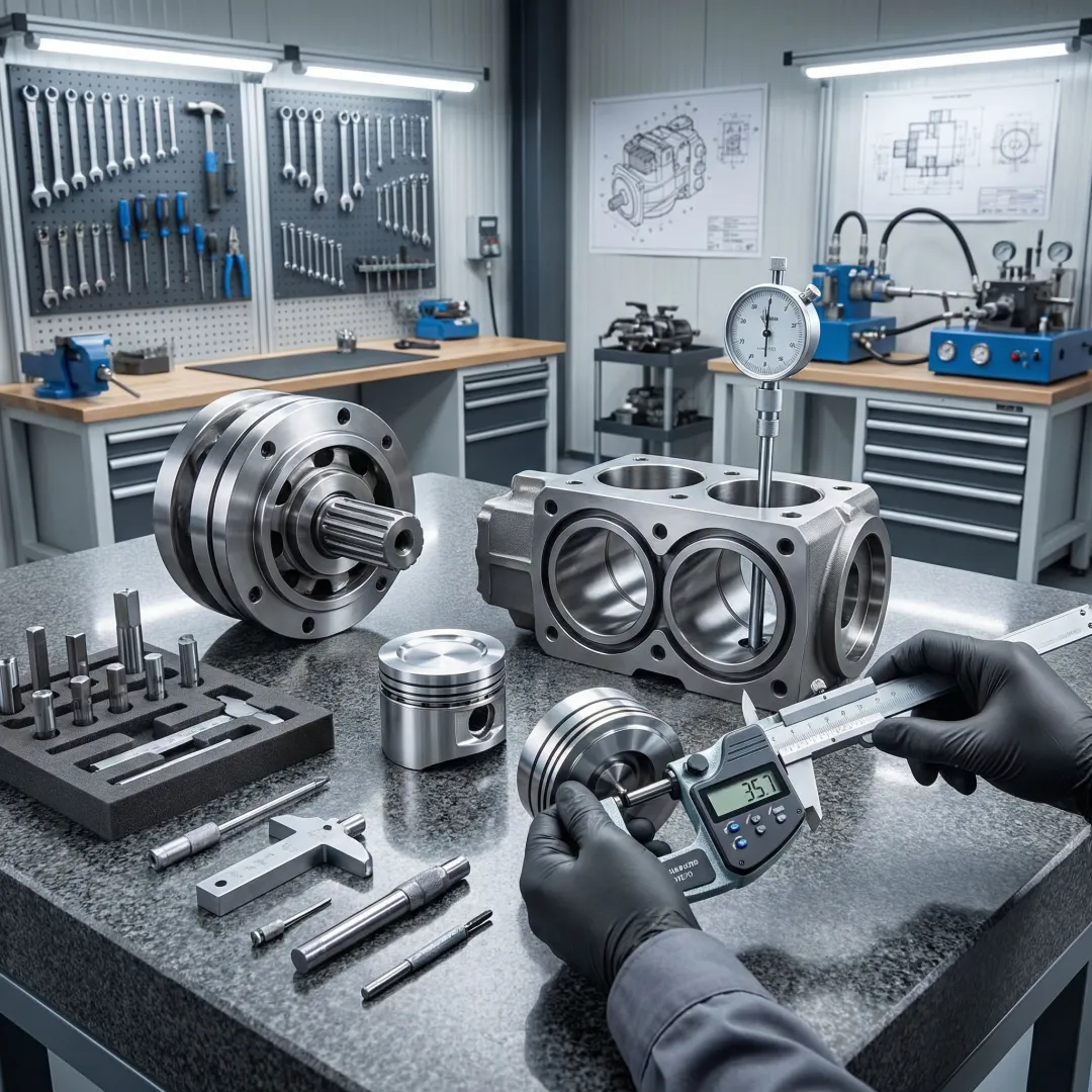 Hydrostatic motor components being precision tested