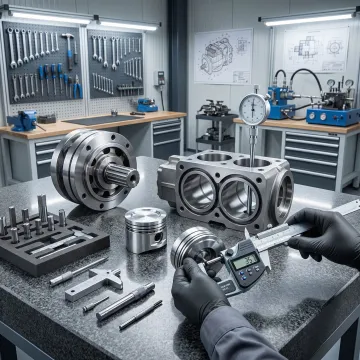 Hydrostatic motor components being precision tested
