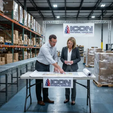Warehouse team planning a custom packaging system