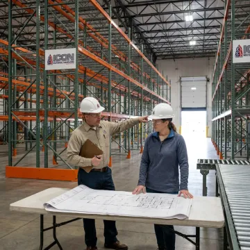 Warehouse team planning equipment layout