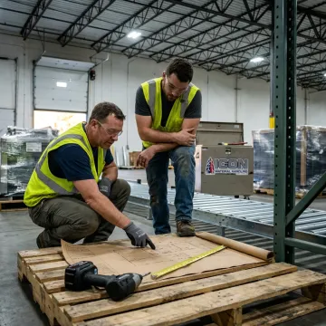 Conveyor installation team planning warehouse layout