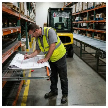 Warehouse specialist planning storage layout