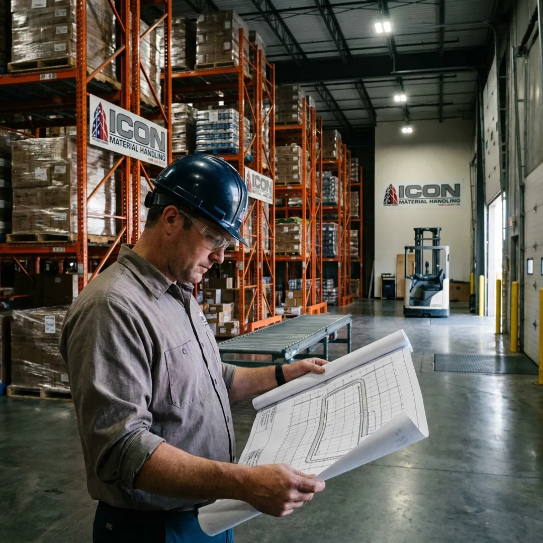 Warehouse specialist reviewing cold chain storage layout