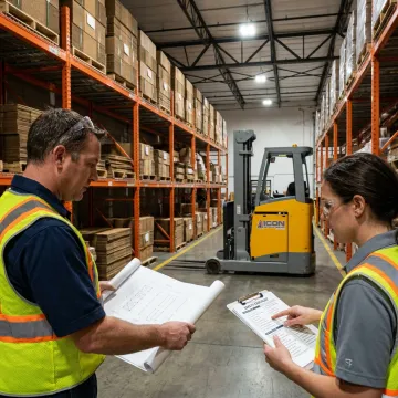 Warehouse team reviewing safety remediation plan