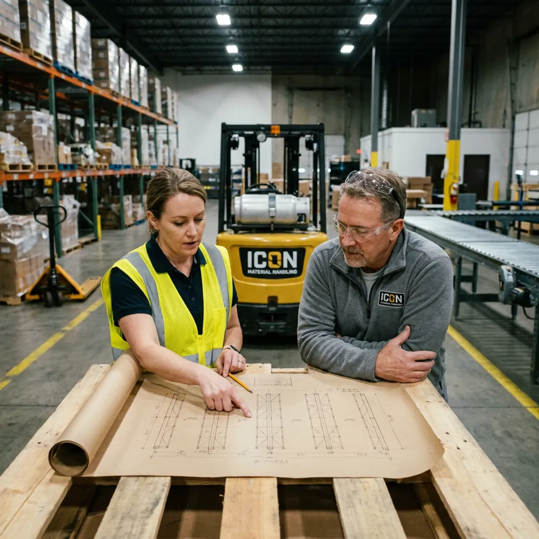 Warehouse team reviewing expansion layout