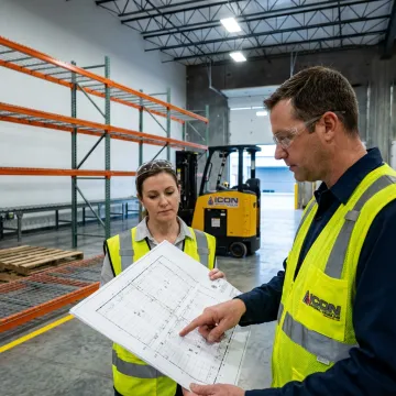 Warehouse fit-out planning with racking and conveyors