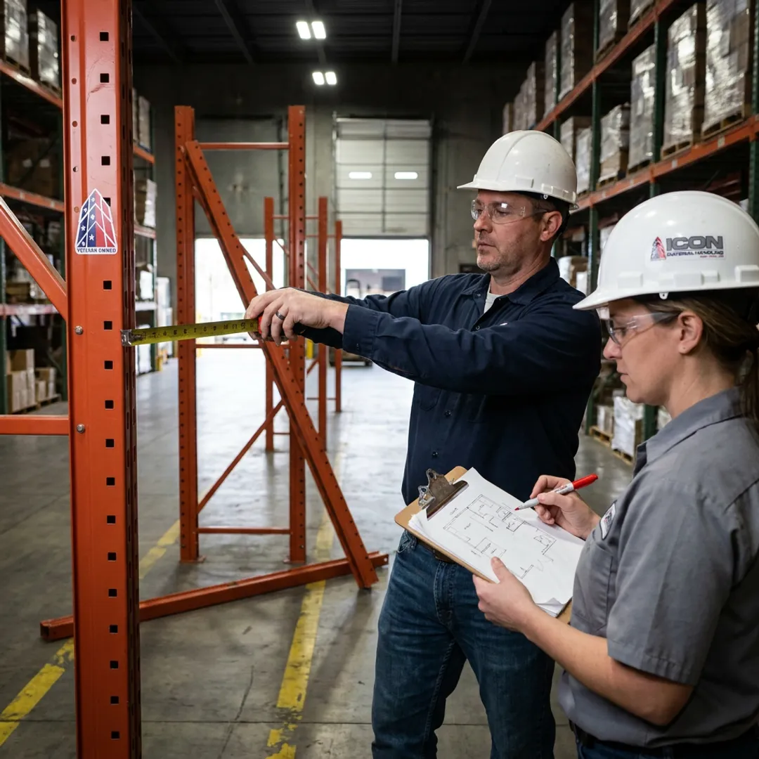 Warehouse team planning a rack reconfiguration
