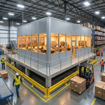 Custom inplant office installed inside a St. Louis warehouse facility
