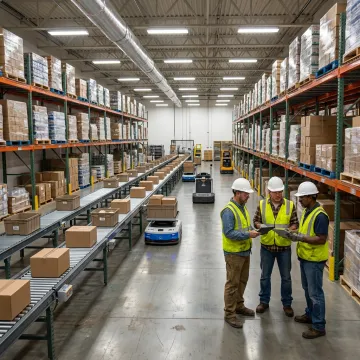 Automated warehouse conveyor and material handling system
