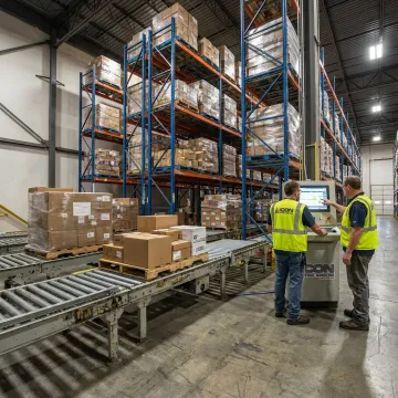 Automated pallet storage system in a warehouse