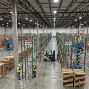 Pallet rack installation in a Michigan warehouse