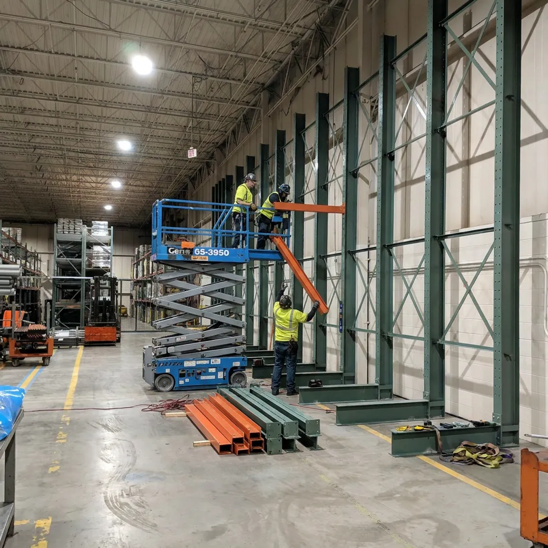 Pallet rack dismantling process in warehouse