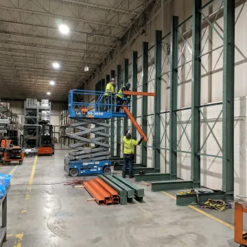 Pallet rack dismantling process in warehouse