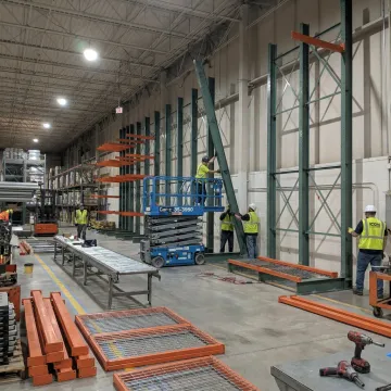 Warehouse equipment removal process in progress