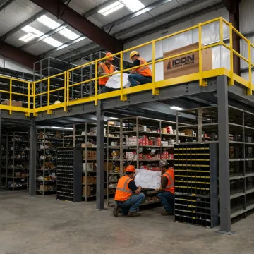 Custom industrial platform inside a Michigan warehouse