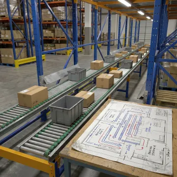 Warehouse conveyor planning and material flow layout