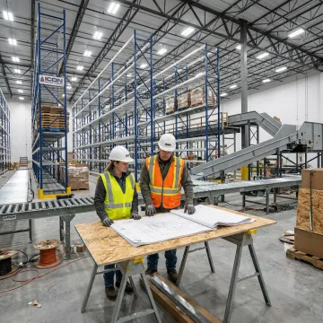 Warehouse team planning fulfillment center setup