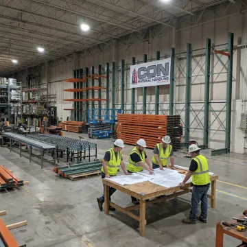 Warehouse equipment planning with racking layout