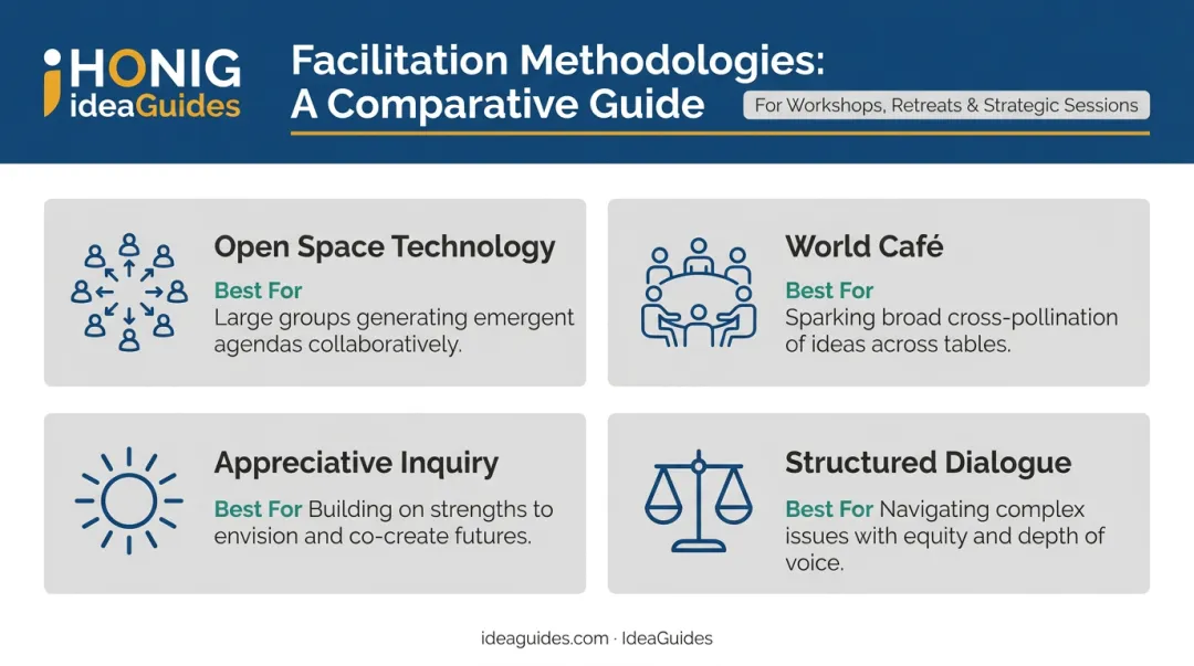Four facilitation methods comparison table matching method to retreat goal