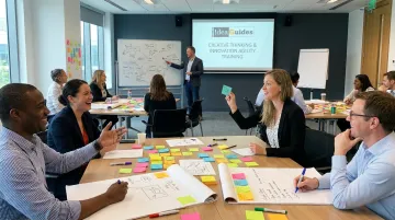 IdeaGuides creative thinking innovation workshop session with active team participants brainstorming