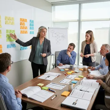 Facilitator guiding a corporate team building process