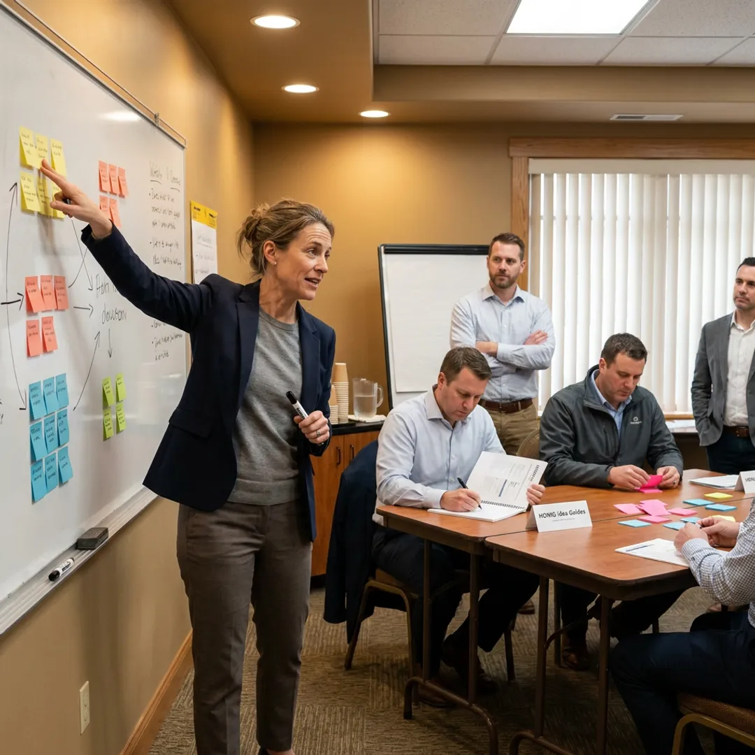 Facilitator training session for brainstorming leaders