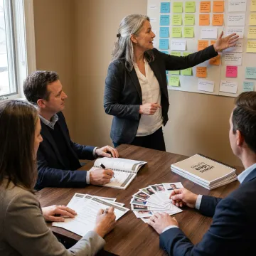 Facilitated brand messaging workshop with team collaboration
