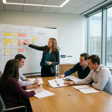 Executive coach guiding a leadership planning session