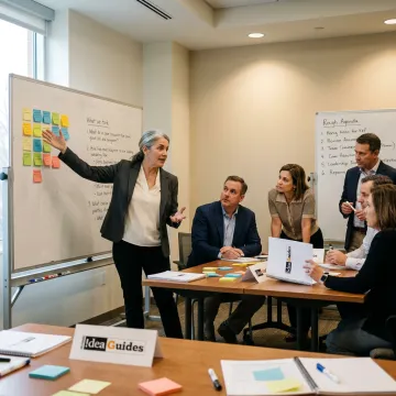 Leadership development facilitator guiding a team workshop