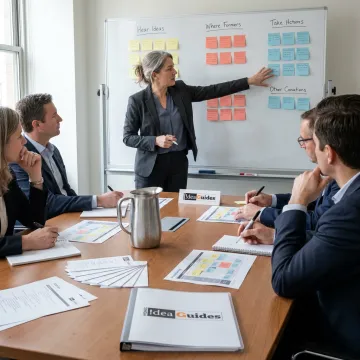 Facilitator guiding executives through strategic planning