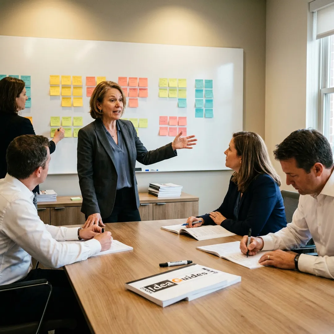 Facilitation trainer guiding leaders in a workshop
