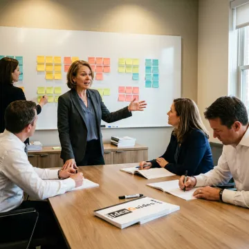 Facilitation trainer guiding leaders in a workshop
