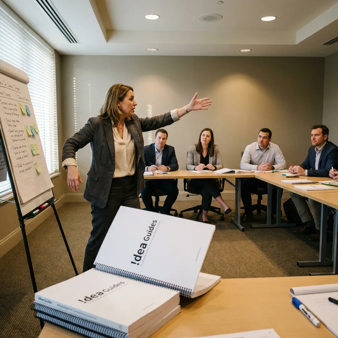 Facilitator guiding a leadership workshop