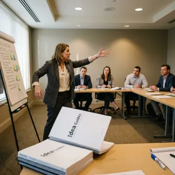 Facilitator guiding a leadership workshop