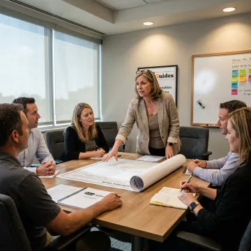 Leadership development coaching session with facilitator and executives