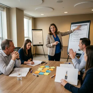 Facilitator guiding a corporate training process
