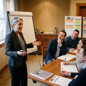 Corporate meeting professionals in training workshop