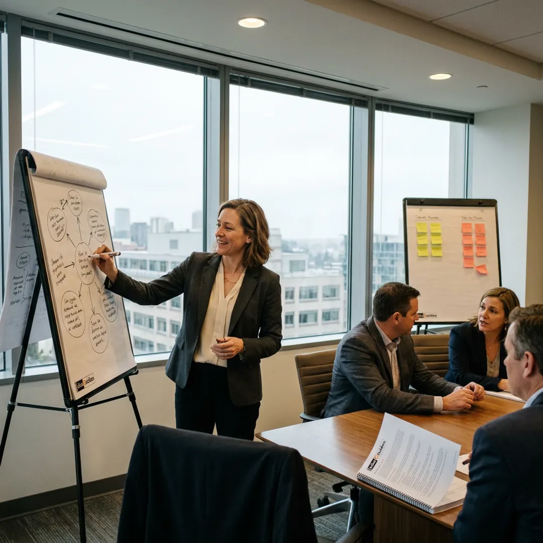 Facilitator leading a leadership training workshop