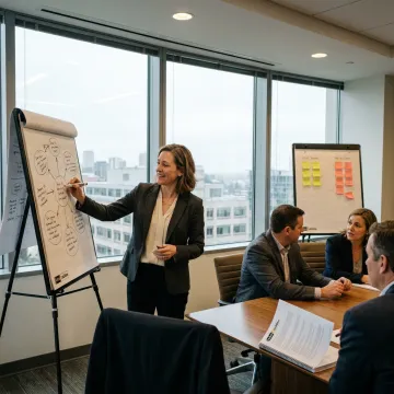 Facilitator leading a leadership training workshop