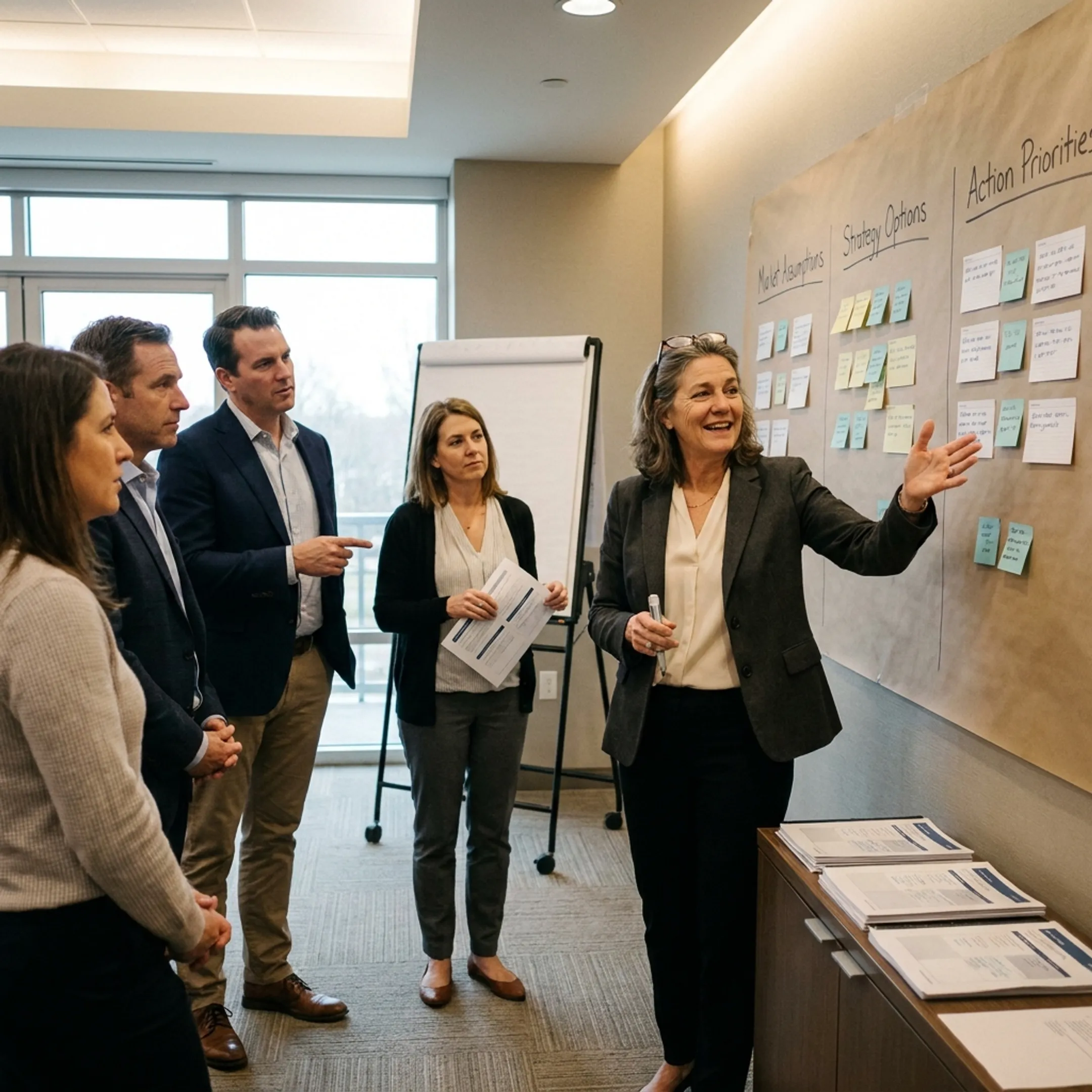 Facilitator leading a scenario planning workshop