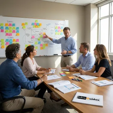 Executive team collaborating during a facilitated leadership workshop